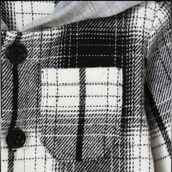BABY PLAID PRINT HOODED FLANNEL BUTTON COAT (0-3 months) - Picture 4 of 5